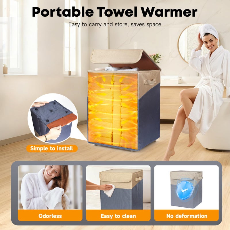 ERABAY 38L Foldable Towel Warmer Bucket - Large Capacity for Bathroom, Spa, Oversized Towels & Blankets | 4 Heating Modes, Auto Shut-Off (30/60/90 Min) | Ideal for Robes, Pajamas & Housewarming Gifts - Image 5