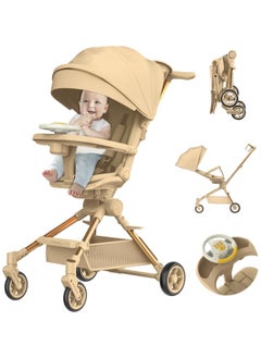 Piccasio Baby Stroller, Convertible Travel Strollers, Two-Way Foldable Cabin Stroller with 5-Point Harness & SunShade, Extra Storage - Child Tray with Musical Wheel  - Image 1
