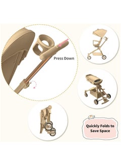 Piccasio Baby Stroller, Convertible Travel Strollers, Two-Way Foldable Cabin Stroller with 5-Point Harness & SunShade, Extra Storage - Child Tray with Musical Wheel  - Image 4