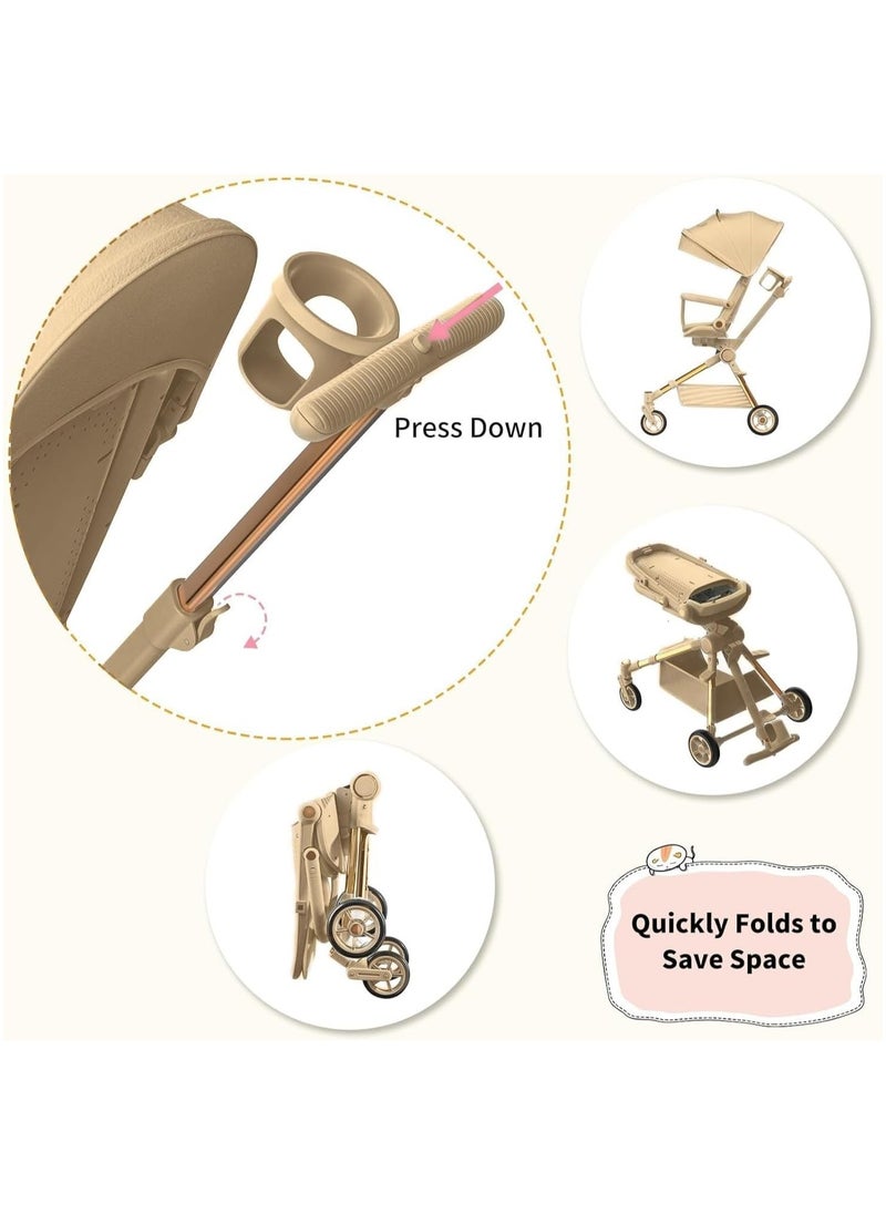 Piccasio Baby Stroller, Convertible Travel Strollers, Two-Way Foldable Cabin Stroller with 5-Point Harness & SunShade, Extra Storage - Child Tray with Musical Wheel  - Image 4