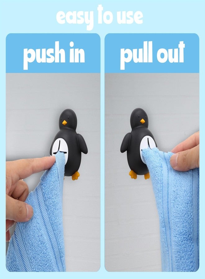 EFFJNSG Penguin Wall Towel Hook for Bathroom Kitchen, Cute Silicone Adhesive Holder for Kids, Animal Hanging Hook for Robes Washcloths, Fun Gift for Families, Nursery and Shower Room Decor EDG20 - Image 3