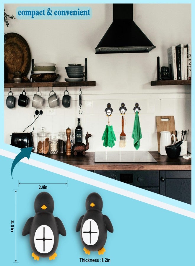 EFFJNSG Penguin Wall Towel Hook for Bathroom Kitchen, Cute Silicone Adhesive Holder for Kids, Animal Hanging Hook for Robes Washcloths, Fun Gift for Families, Nursery and Shower Room Decor EDG20 - Image 4