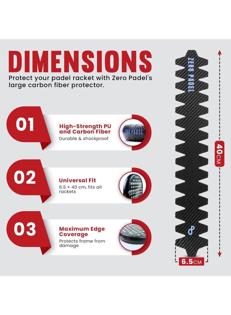 Zero Padel Racket Protector, Carbon Fiber Texture – Large |  Lightweight & Durable for Maximum Edge Protection | Universal Fit, Easy to Apply - Image 3