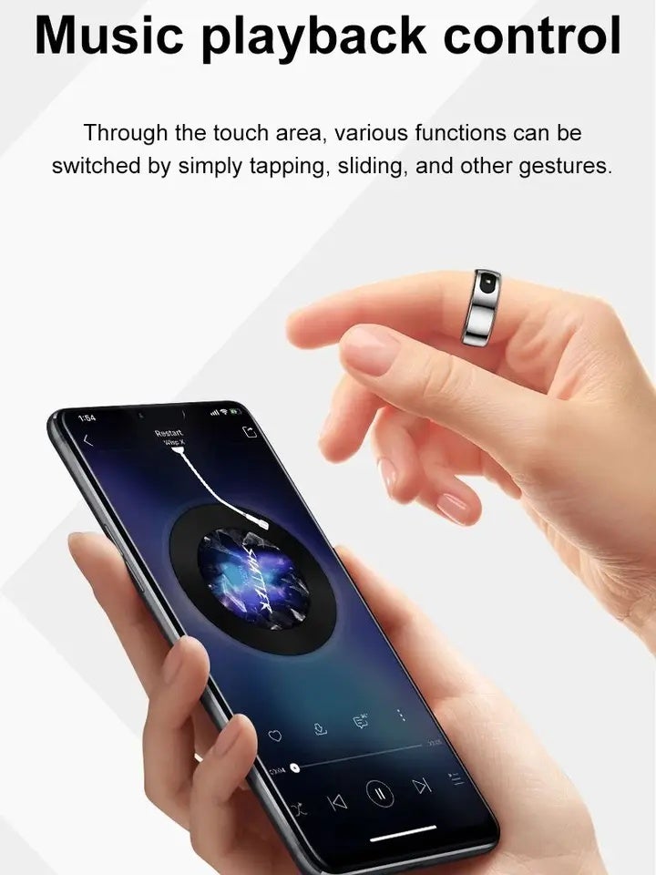 MISIRUN R08 Smart Ring Men Women Touch Control Function IP68 5ATM Waterproof Step Count Multi Sport Health Monitor Heart Rate Smart Ring, Silver 1742692 - Image 3