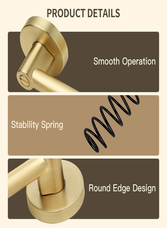 Moquin Brushed Gold Heavy Duty Round Design Door Lever, Keyless Privacy Door Handle in Gold, Reversible Door Lock for Bathroom Bedroom Door, Satin Brass Finish - Image 3