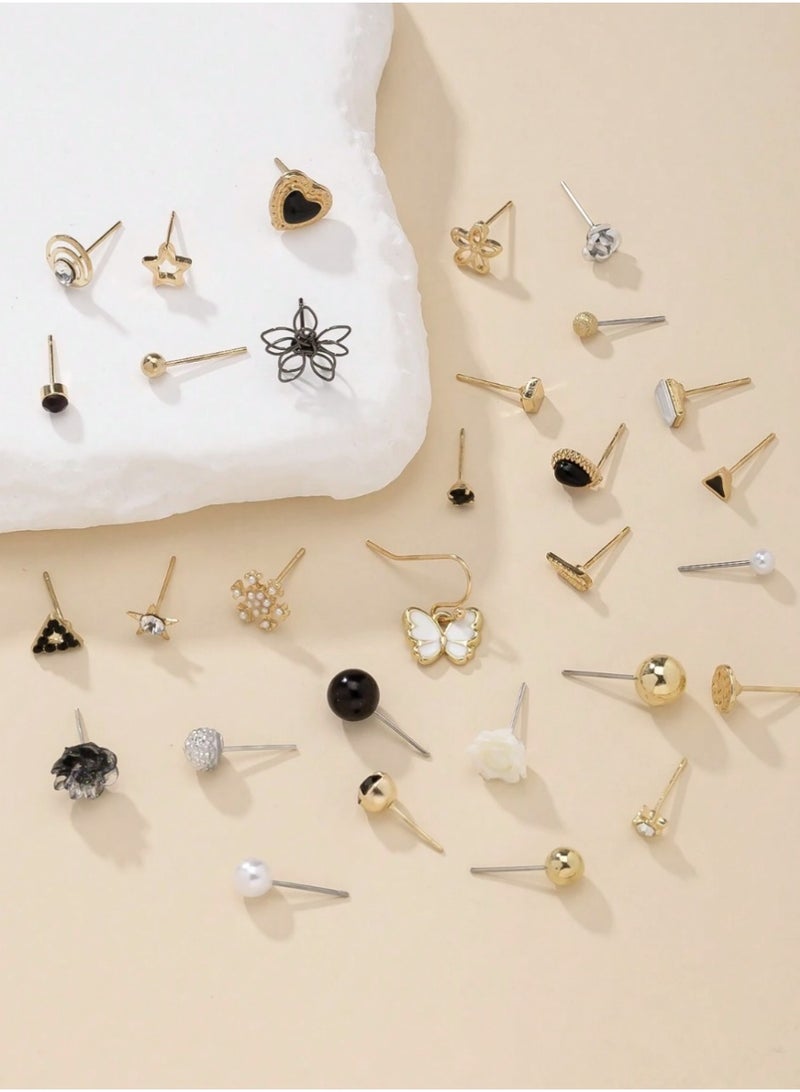 Nevara Luxury 60-Pcs Women's Earrings Set (30 Pairs) Multi-Color Studs with Bead Details – Stylish & Elegant Earrings for Daily Wear, Work, Parties & Gifting - Image 2