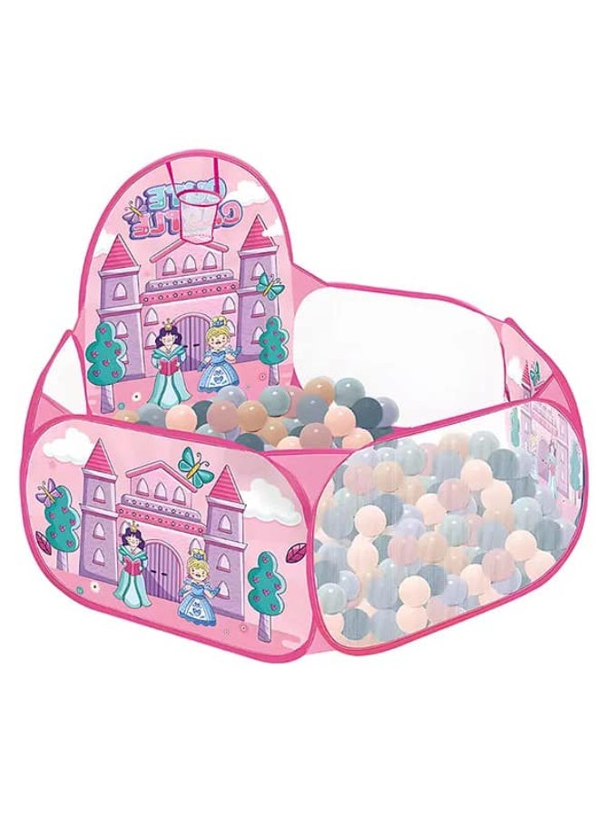 Princess Castle Ball Pit for Kids - Large with 100 Balls - Pink - Image 1