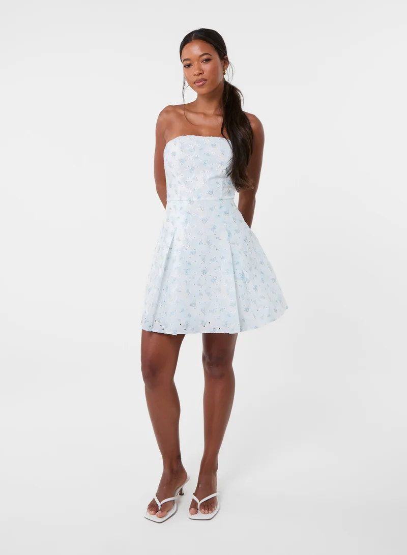 Pink Vanilla Floral Bandeau Pleat Front Skirt Dress