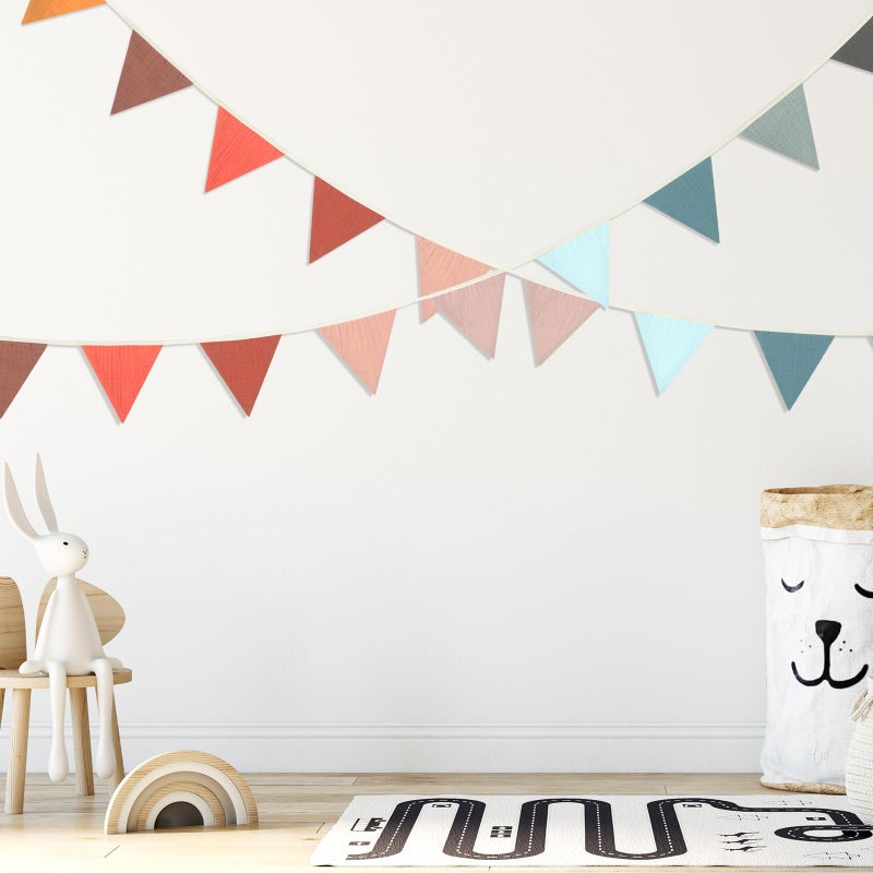 Oudain 15.5 ft Pennant Banner Flags  2 Pcs Nursery Garland Triangle Bunting Flag Baby Banner for Nursery Decor Baby Birthday Boho Wedding Shower Party Event  Each 7.75 ft(Mixed Color) - Image 4