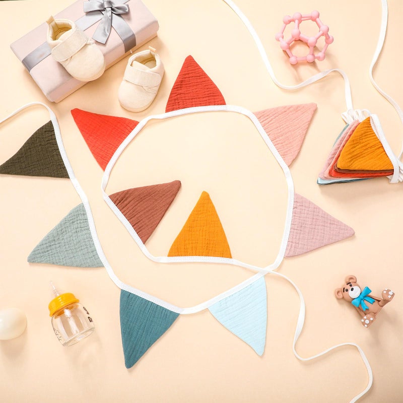 Oudain 15.5 ft Pennant Banner Flags  2 Pcs Nursery Garland Triangle Bunting Flag Baby Banner for Nursery Decor Baby Birthday Boho Wedding Shower Party Event  Each 7.75 ft(Mixed Color) - Image 3
