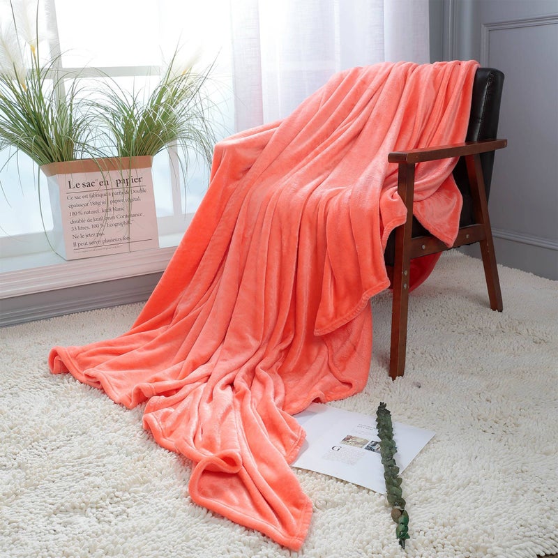 NANPIPER Fleece Blankets Super Soft Flannel Queen Size Blanket for Bed Luxury Cozy Microfiber Plush Fuzzy BlanketLiving Coral