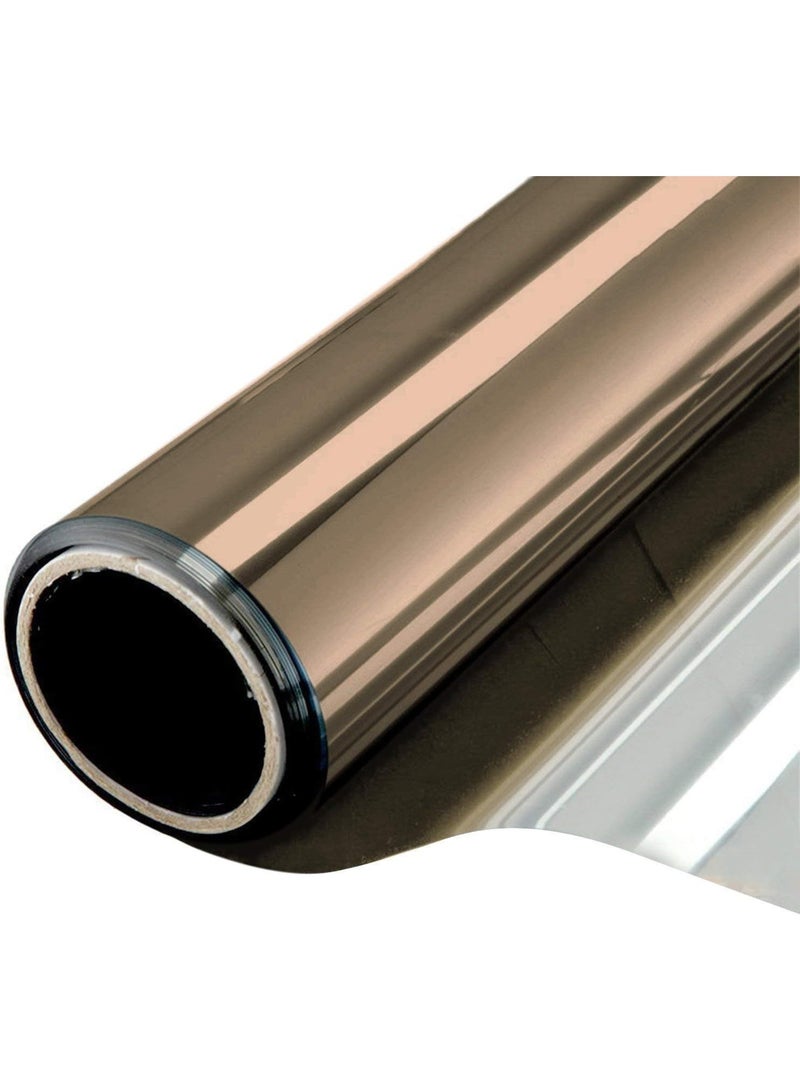 Soofam Window Film Mirror One Way Daytime Privacy Anti UV Static Cling Window Film Removable Decorative Screen Stickers Brown & Silver 90cm Wide * 3 Meters Long - Image 1