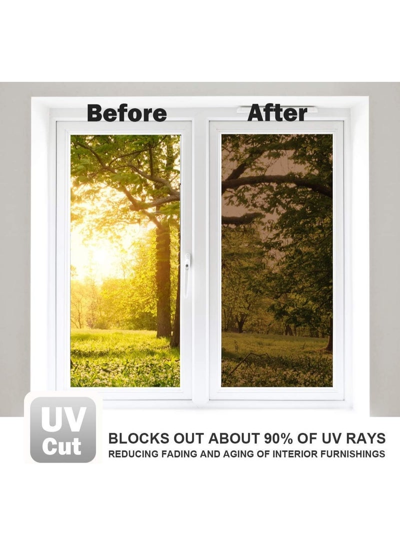 Soofam Window Film Mirror One Way Daytime Privacy Anti UV Static Cling Window Film Removable Decorative Screen Stickers Brown & Silver 90cm Wide * 3 Meters Long - Image 4