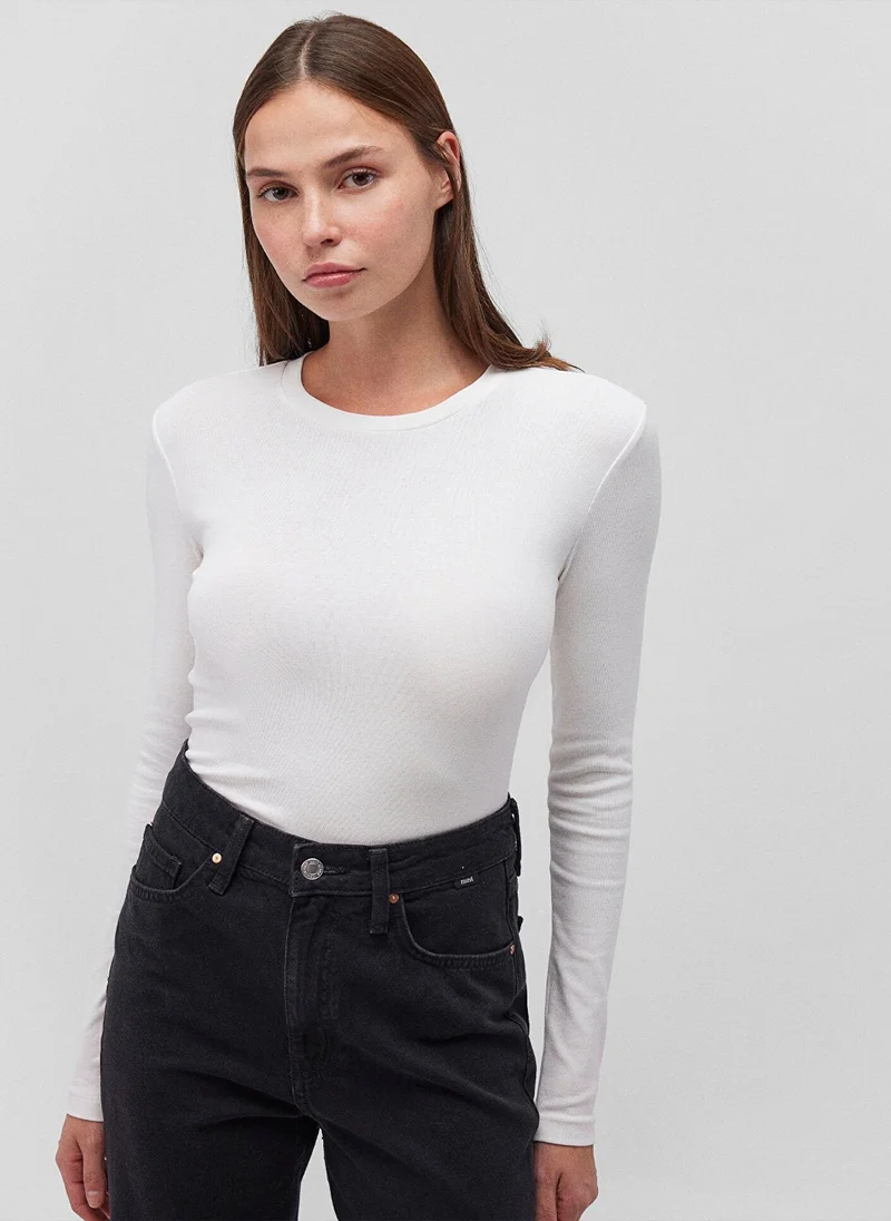 MAVI White Long Sleeve Crop Basic T-Shirt
