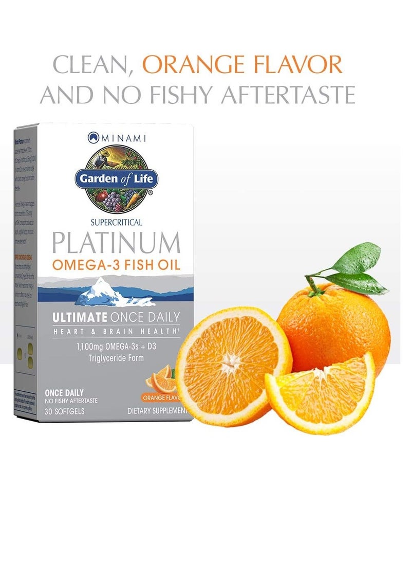 Garden of Life Platinum Omega 3 Fish Oil Supplement - Orange, 30 Softgels, Ultimate Once Daily Fish Oil Omega 3 for Heart & Brain Health, 1100mg Omega-3s + 1,000 IU Vitamin D3 - Image 2