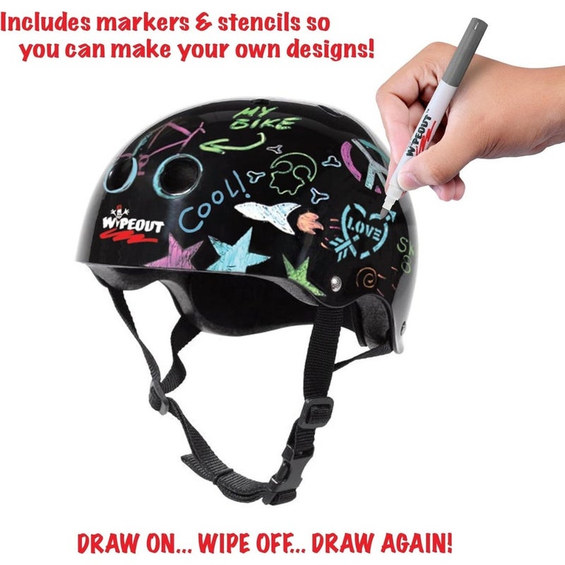 Wipeout Medium Black Dry Erase Helmet for Ages 5+ - Image 2
