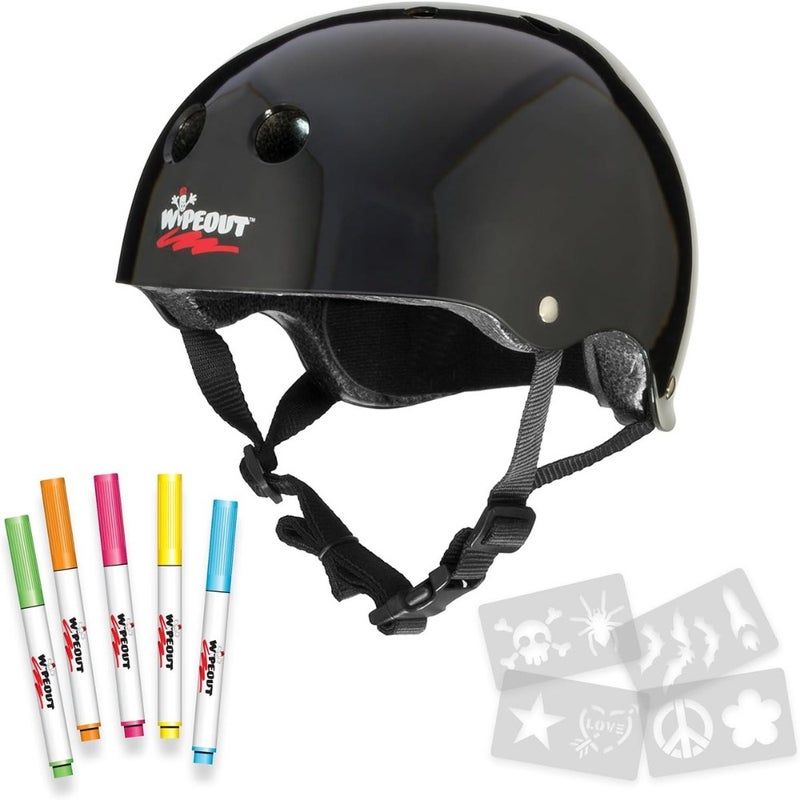 Wipeout Medium Black Dry Erase Helmet for Ages 5+ - Image 1