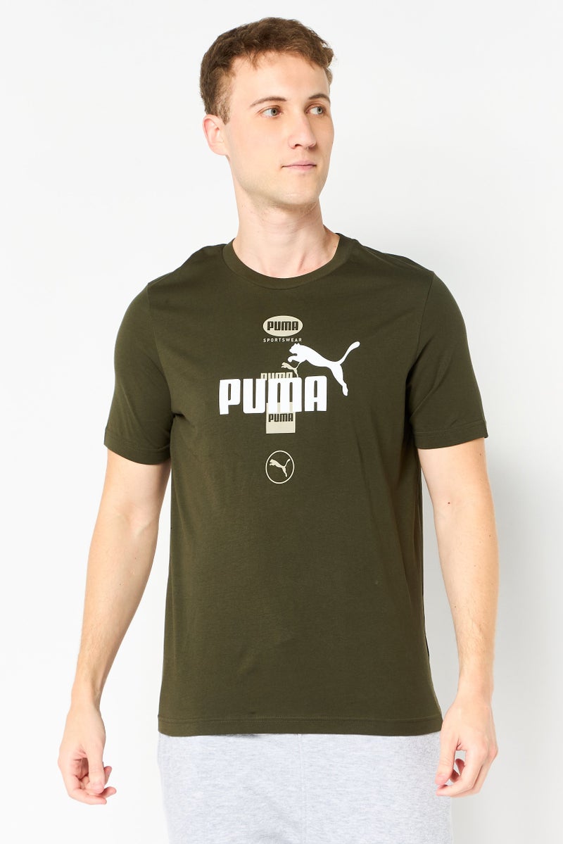 PUMA Men Sportswear Fit Short Sleeve Outdoor T-shirt, Dark Olive - Image 1