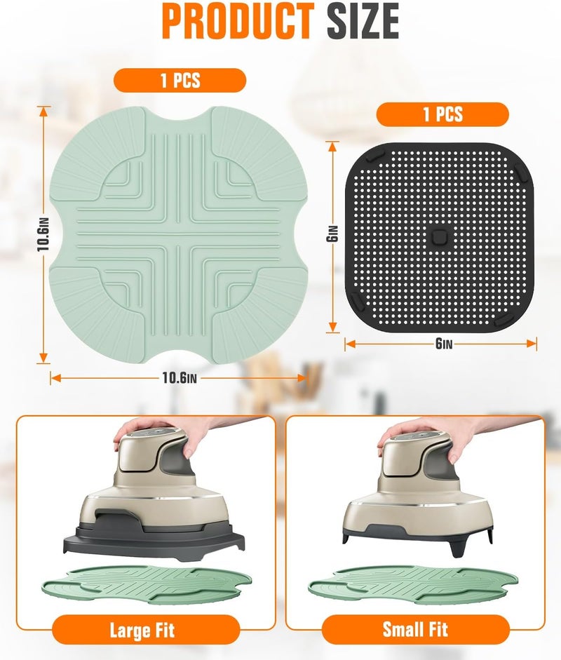 Amoner 2 PCS Air Fryer Trivets Silicone and Splatter Shield for Ninja Crispi,Heat Resistant Mat for Air Fryer for Air Fryer Accessories,for Ninja Combi Accessories Kitchen Air Fryer Trivet (Green&Black) - Image 2