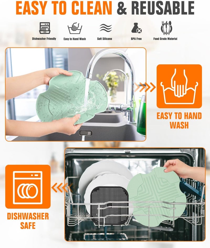 Amoner 2 PCS Air Fryer Trivets Silicone and Splatter Shield for Ninja Crispi,Heat Resistant Mat for Air Fryer for Air Fryer Accessories,for Ninja Combi Accessories Kitchen Air Fryer Trivet (Green&Black) - Image 3