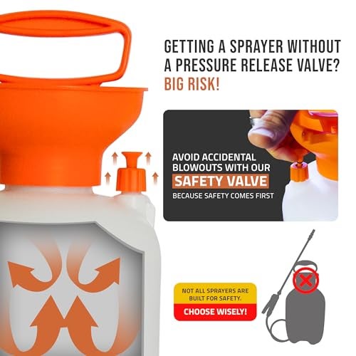 Petratools 1 Gallon Pump Sprayer – HD101 Garden Sprayer for Weeds, Lawn Care & Pesticides – 52” Long Hose, 2 Nozzles & Easy Carry Handle – Durable & Lightweight - Image 3