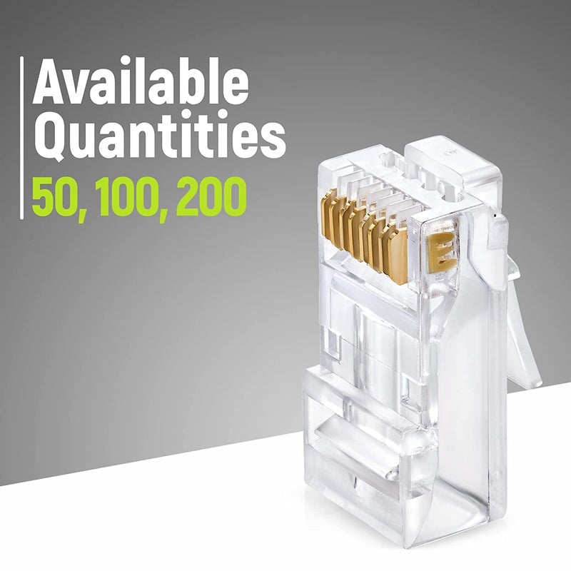 Seth Enterprises (Cat 6a 50pcs pack) Pass Through RJ45 UTP Gold Plated Connector 23AWG Ethernet Cable Ends for Solid Wire & Standard UTP Cable - Image 4