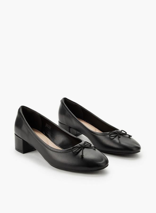 Celeste Women Bow Detail Block Heel Shoes - Image 1