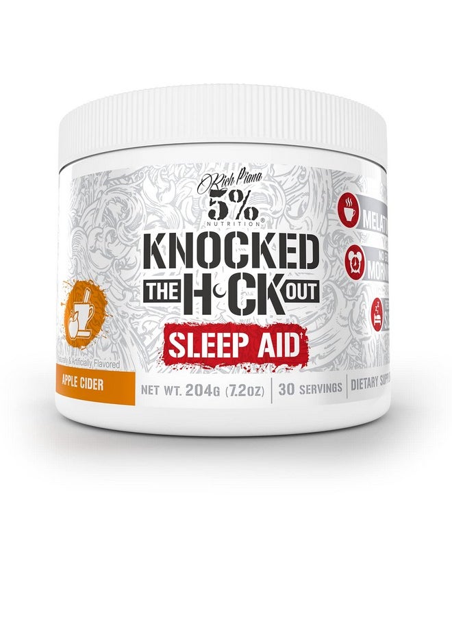 5% نيوتريشن 5% Nutrition Rich Piana Knocked Out مساعد طبيعي للنوم | مكمل غذائي للتعافي بعد التمرين والنوم العميق | حمض جاما أمينوبوتيريك، والميلاتونين، والبابونج، والتيروزين، و5-HTP، والمزيد | 7.2 أونصة، 30 وجبة (عصير التفاح)  - Image 1