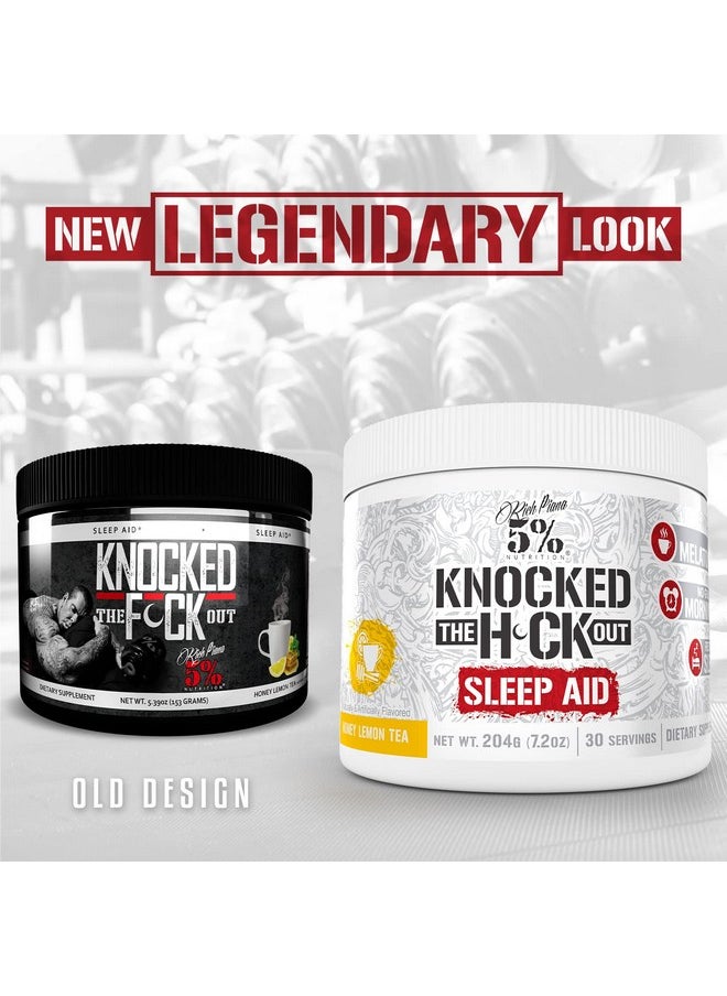 5% نيوتريشن 5% Nutrition Rich Piana Knocked Out مساعد طبيعي للنوم | مكمل غذائي للتعافي بعد التمرين والنوم العميق | حمض جاما أمينوبوتيريك، والميلاتونين، والبابونج، والتيروزين، و5-HTP، والمزيد | 7.2 أونصة، 30 وجبة (عصير التفاح)  - Image 2