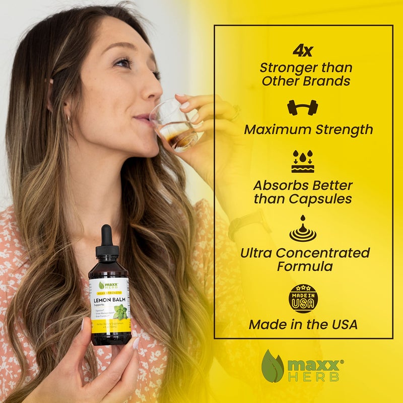 Maxx Herb Lemon Balm Extract - Max Strength Liquid Tincture Absorbs Better Than Capsules or Tea, for Nervous System Support, & Stress Management - Alcohol Free - 4 Oz Bottle (60 Servings) - Image 2
