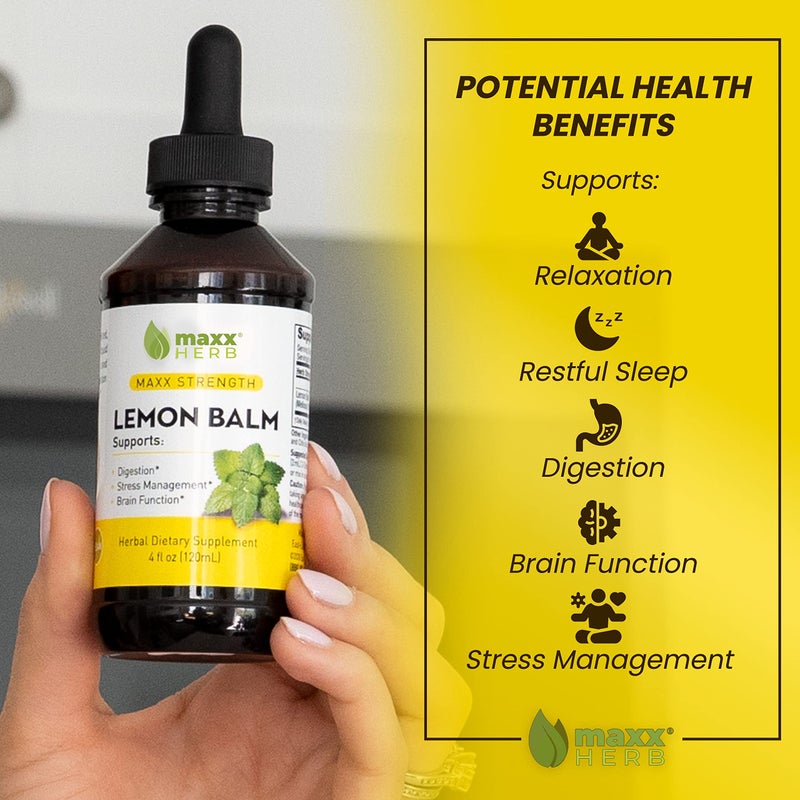 Maxx Herb Lemon Balm Extract - Max Strength Liquid Tincture Absorbs Better Than Capsules or Tea, for Nervous System Support, & Stress Management - Alcohol Free - 4 Oz Bottle (60 Servings) - Image 3