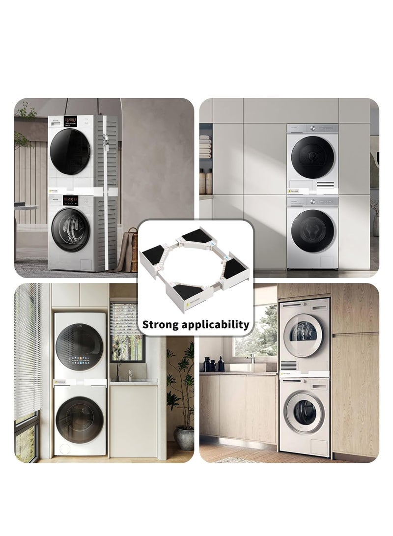 XiuWoo Universal Washer Dryer Stacking Kit, Two Side Adjustable Stackable Kit, Wash Machine Pad for Washer and Dryer with Ratchet Adjestable 46-72 cm - Image 5