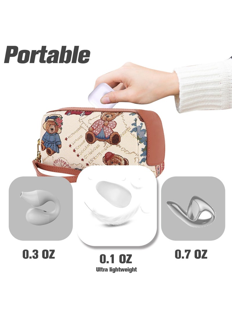 SYOSI Open Ear Bone Conduction Headphones, 24 Hours Playtime, Bluetooth 5.3 Wireless EHeadphones with Mic, Clip-On Earbuds with Digital Display Charging Case, White - Image 5