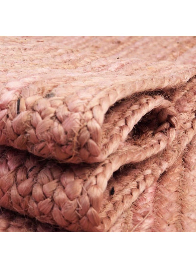 HANDPICKED FURNITURE Jute Wool And Cotton Pink Round Carpet Ultra Soft Area Carpets For Bed Room Living Room And Dining Room Anti-Slip Floor Carpets Easy To Clean Made In Turkey 120X120Cm - Image 5