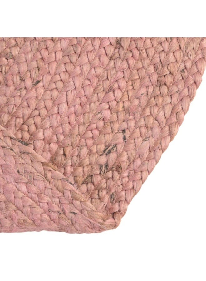HANDPICKED FURNITURE Jute Wool And Cotton Pink Round Carpet Ultra Soft Area Carpets For Bed Room Living Room And Dining Room Anti-Slip Floor Carpets Easy To Clean Made In Turkey 120X120Cm - Image 3