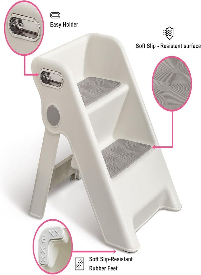 waqif Children Potty Exercise Plastic Ladder Kids Step Stool Foldable Toddler Stop Stool for Bathroom Foldable 2-Step Stool for Kids - Height, Anti-Slip, Safety Handles,Durable - Image 4