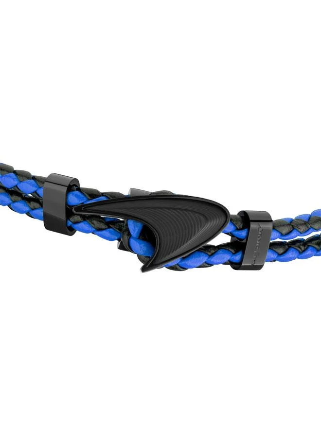 McLaren Afiliet Leather Blue and Black Bracelet for Men (Small)