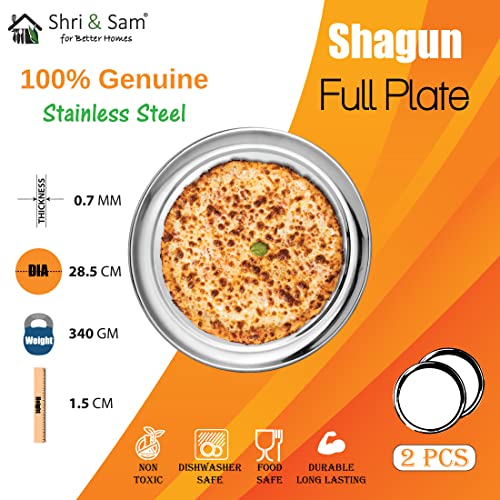 Shri & Sam Stainless Steel High Grade Shagun Dinner Plates (2 Pcs) - Image 4