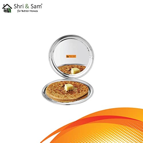 Shri & Sam Stainless Steel High Grade Shagun Dinner Plates (2 Pcs) - Image 3