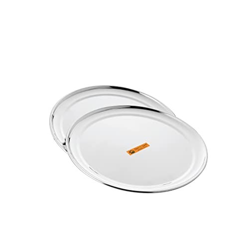 Shri & Sam Stainless Steel High Grade Shagun Dinner Plates (2 Pcs) - Image 1