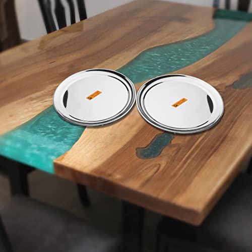 Shri & Sam Stainless Steel High Grade Shagun Dinner Plates (2 Pcs) - Image 2