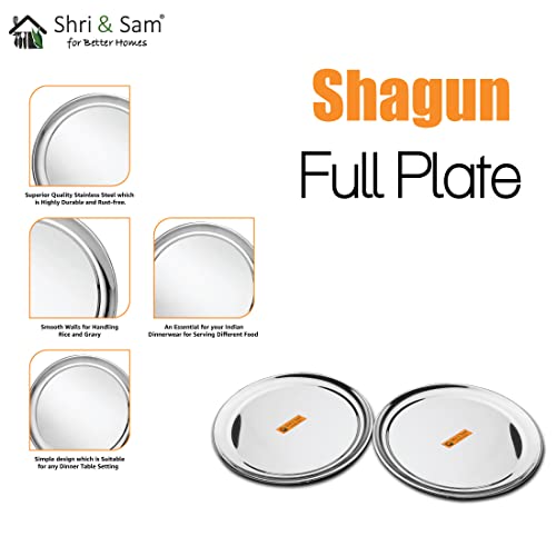 Shri & Sam Stainless Steel High Grade Shagun Dinner Plates (2 Pcs) - Image 5