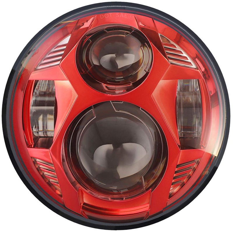 575 Inch Round Led Headlight 51W 534 Headlight Compatible with Harley Dyna Sportster Iron 883 Street Rod Street Bob Softail Deuce Custom Super Wide Glide Motorcycle Red