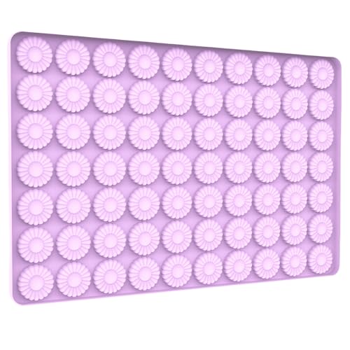 Tadonyny Daisy Flower Chocolate Silicone Molds, Gummy Candy Molds for Cake Decorations, Fondant Mold Silicone with Scraper (flower purple molds 002) - Image 1