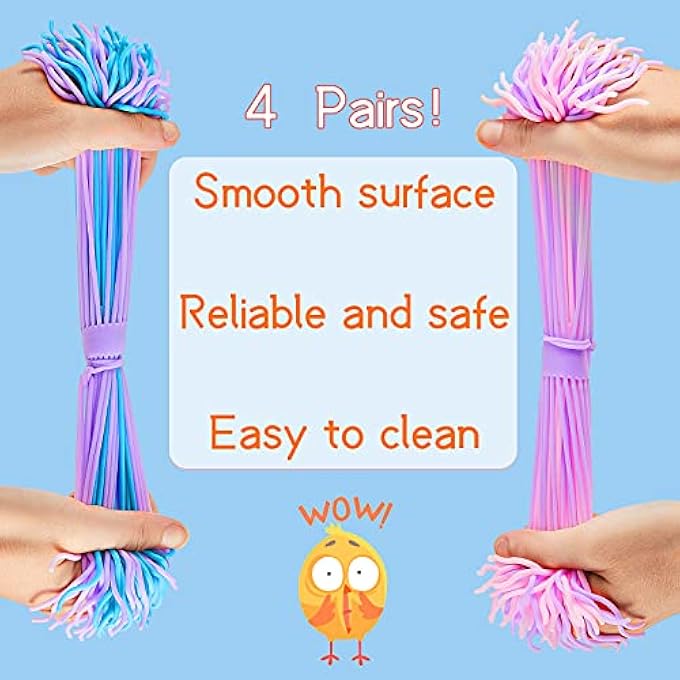 Aoriher 8 Pieces Spaghetti Stretch Toy Stretchy Spaghetti Ball Fidget Sensory String Noodles Toy Pasta Classroom Tool Early Childhood Education Toy Relieve Anxiety Christmas Toy (Normal Style) - Image 3
