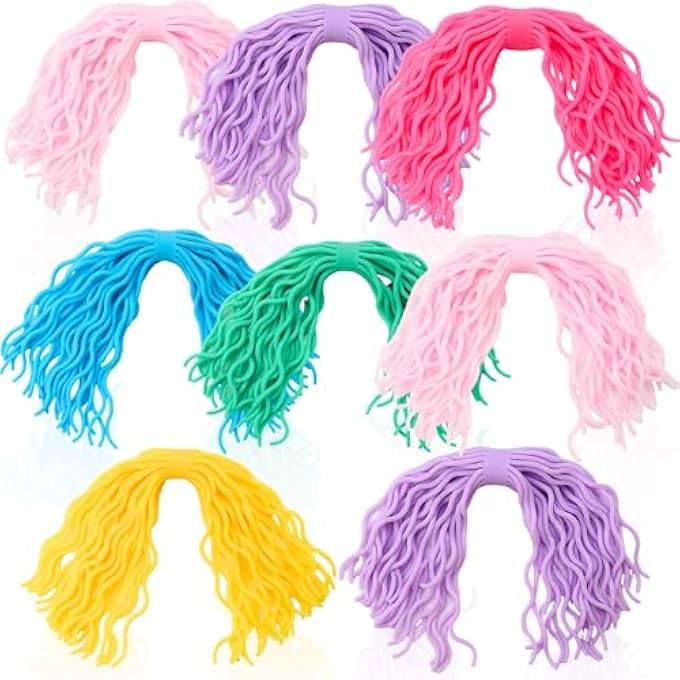 Aoriher 8 Pieces Spaghetti Stretch Toy Stretchy Spaghetti Ball Fidget Sensory String Noodles Toy Pasta Classroom Tool Early Childhood Education Toy Relieve Anxiety Christmas Toy (Normal Style) - Image 1