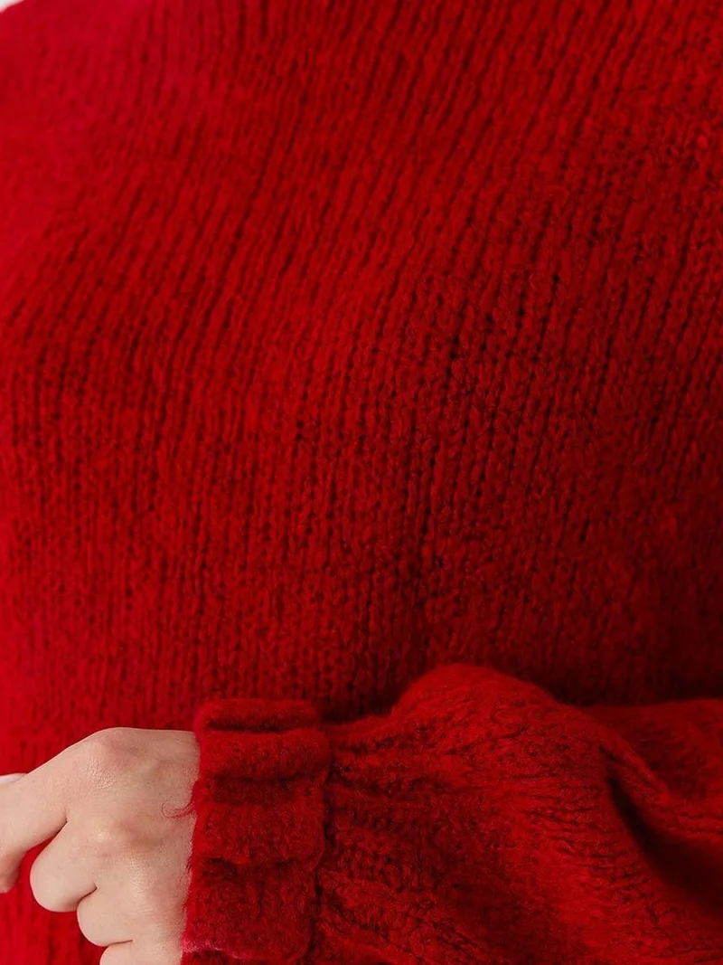 MixRay Mixray Thick Turtleneck Textured Crop Sweater