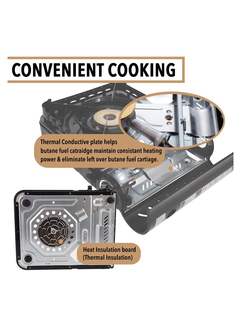 جيهام موقد غاز متنقل للرحلات والتخييم - اسود - Image 3