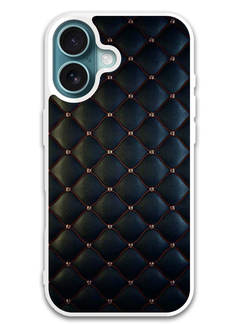 Theodor Protective Case Cover For APPLE IPHONE 16 Plus Stappers On Black Cloth Pattern (White Bumper) - Image 1