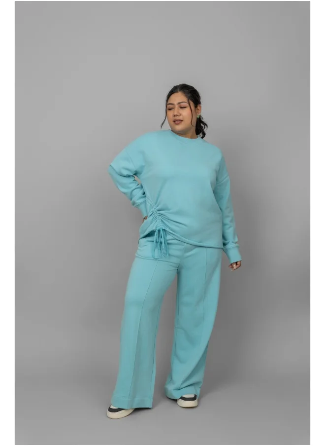 نسيسيرا Sky Blue Terry Ruched Co-ord Set